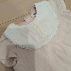ピンクのレース襟ロンパース　ロンパース　夏服　ぴんく　女の子　服の画像