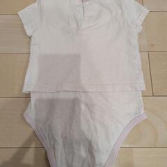 ピンクのレース襟ロンパース　ロンパース　夏服　ぴんく　女の子　服の画像