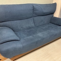 三人掛けソファー　ネイビー　