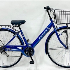 普段使い未使用　27型シティサイクル6段変速オートライト　ブルー