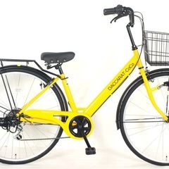 普段使い未使用　27型シティサイクル6段変速オートライト　イエロー