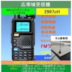 新品）広帯域受信機　　航空無線、船舶無線、消防無線、災害無線、アマチュア無線、鉄道無線、FMラジオ