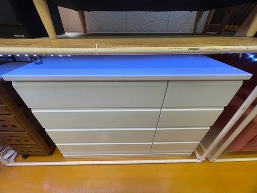 【リサイクルサービス八光】幅119.5㎝　エナメルホワイト　4段ワイドチェスト