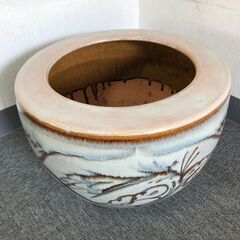 ▼火鉢 水鉢 金魚鉢 メダカ鉢 睡蓮鉢 鉢 大 陶器 柄あり 高...