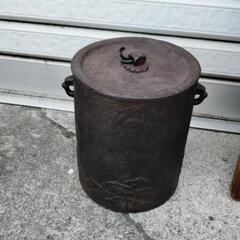  皆口筒釜 風炉釜　骨董品　茶道具　