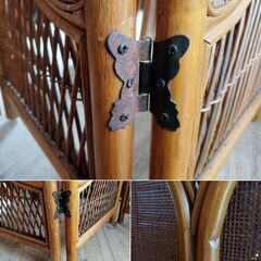 SALE！ ラタン パーテーション 衝立 4連 レトロ 間仕切り　/MJ-1174 1Fの画像