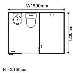 トイレ＋シャワーブース 一体型ユニット 便所 幅1900×奥行1200×高2150mm シャワーボックス組立式 便所 手洗 お風呂 浴槽の画像
