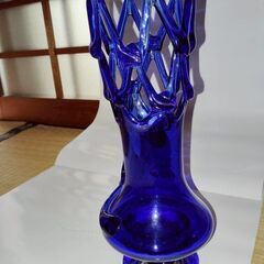 ■ 青のガラス花瓶　直径10cm 高さ27cm　の画像