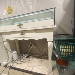 アンティーク　ホワイトカラーがお洒落なガラスケース　LED照明付...