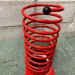スチール製 傘立て スプリング コイル バネ 赤 レトロ 幅20cm×奥行20cm×高さ42cmの画像