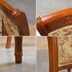 ≪yt1921ジ≫ クラシック家具 アンティーク調 ダイニングチェア 金華山織 アームレス/イタリア/ヨーロピアン/中古家具/宮城県仙台市 70515-08の画像