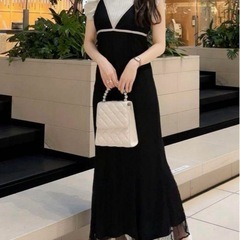 GRL 花柄レース配色パイピングマーメイドキャミワンピース[tg...