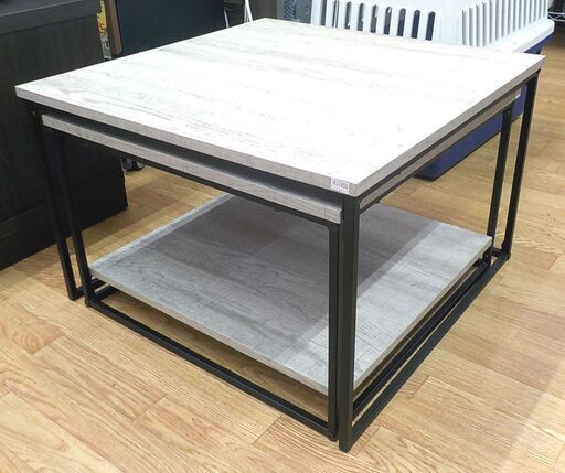 LOWYA （75mm）木目調ネストテーブル リビングテーブル ライトグレー LOWYA （75mm）木目調ネストテーブル リビングテーブル ライトグレー