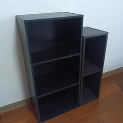 【カラーボックス2個セット】黒3段＆ダークブラウン2段／横置きOKの画像