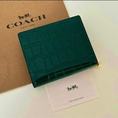 【COACH】 ダークグリーン 二つ折り財布の画像