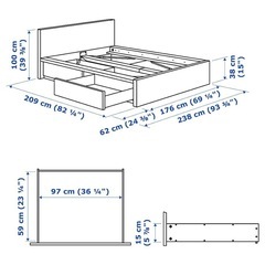 IKEA MALM マルム ベッドF 収納BX2付 160x200 ホワイト/LÖNSET ロ ンセット APの画像