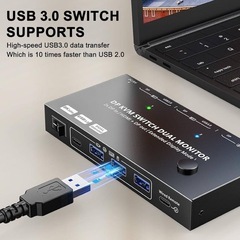 デュアルモニター USB3.0 KVM 切替器 2入力2出力