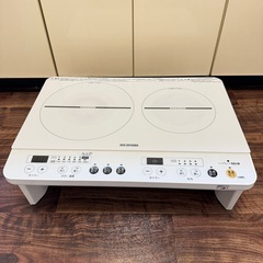 美品 IRIS OHYAMA 音声付 2口 IH コンロ IHK...