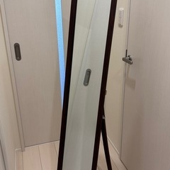 ミラー 150センチ 木目調　ウォールナット