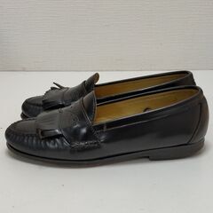 コールハーン ローファー フリンジ パンチング ブラック レザー25.5cm 250528-7Tの画像