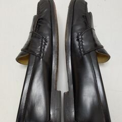 コールハーン ローファー フリンジ パンチング ブラック レザー25.5cm 250528-7Tの画像