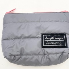 【美品】キルティングポーチ グレーとピンクの画像