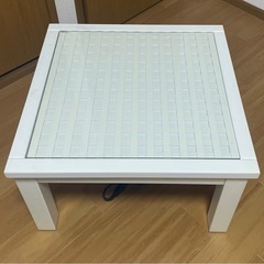 こたつ　テーブル　白　ガラス天板
