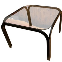 ガラステーブ 約50×50cm 高さ35cm スチール枠、足　黒