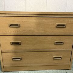 木製 3段 チェスト 手前 奥 収納 6ヶ所 前後引出 整理箪笥 幅75cm×奥行74cm×高さ61cmの画像