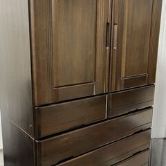 木製 和箪笥 大型 着物収納 洋タンス 整理箪笥 6段引出 全国家具工業連合会 幅105cm×奥行59cm×高さ189cmの画像