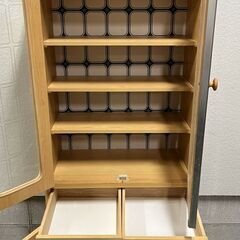 木製 食器棚 飾り棚 収納棚 昭和レトロポップ 幅60cm×奥行34cm×高さ174cm の画像