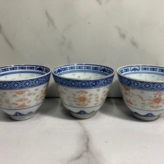 H 2505-805 中国茶器 景徳鎮 湯のみ 3客 バラ売り不...