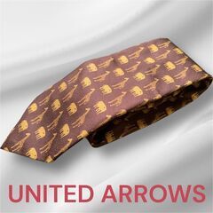 UNITED ARROWS アニマル柄ネクタイ キリン＆象 茶×...
