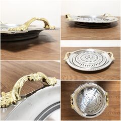 ステンレストレー  お盆 モンシェリーシャノン 取っ手付き STAINLESS STEEL フルーツ置きヴィンテージデザインの画像