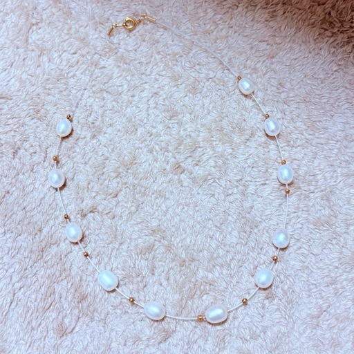 K18 天然真珠 パール 43cm ネックレス 9.7g