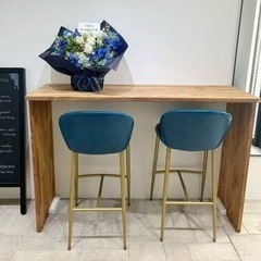 《高級クオン製》カフェチェア×7＋丸テーブル×4＋バーチェア×2 家具セットの画像