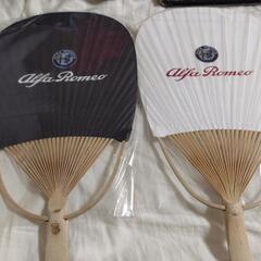 Alfa Romeoアルファロメオ 丸亀団扇 うちわ プリントロゴ WHT/RED 白赤　黒赤【未使用新品】の画像