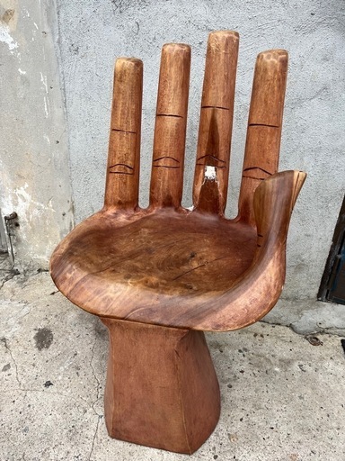 全長90㎝‼️アジアン家具🌿バリ風木製チェア椅子腰掛けハンド手の形