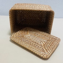 【無印良品】重なるラタン長方形ボックス・フタ付の画像