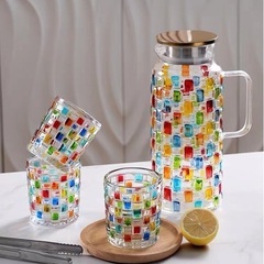 新品未使用　冷水ガラスピッチャー　コップ2個　セット