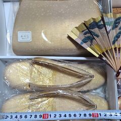 和装・着物用バッグと草履、佐賀錦？