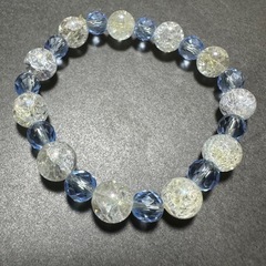 クラックアクアオーラ水晶10mm&青水晶8mmブレスレット クラック水晶 御守りにもの画像