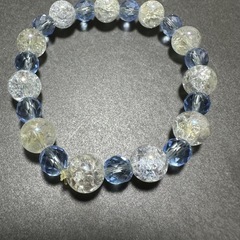 クラックアクアオーラ水晶10mm&青水晶8mmブレスレット クラ...