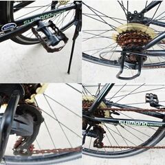 相互自転車　クロスバイク　モーラス　700C　MOR700C-6　動作良好　ブラック×グリーン　サイクリング　6段変速　Sogocycle　引き取り歓迎の画像
