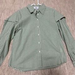 RiLi グリーン・ホワイトチェック 長袖シャツ Ｆサイズの画像