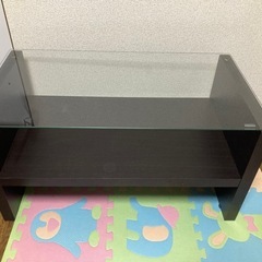 ガラステーブル ダークブラウン ローテーブル