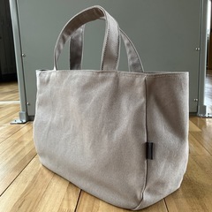 【ハンドメイド】丸底帆布トートバッグ グレージュ 0529新品未使用