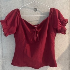 赤い　ブラウス　韓国製　mサイズの画像