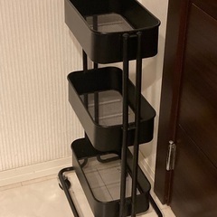 キッチンワゴン　スリム　キャスター付き　3段　黒　ブラックの画像