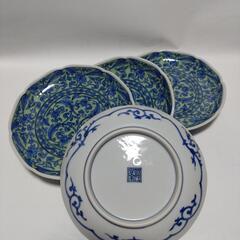 美濃焼　龍峯窯　緑彩唐草　小皿4枚
